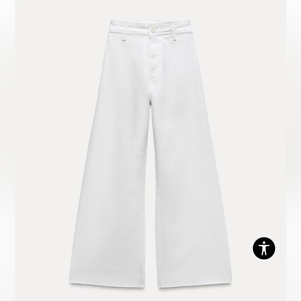 Zara White Flare & Wide Leg Jeans